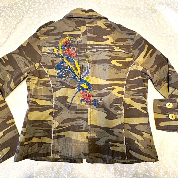 Angel Kiss Jackets & Blazers - NWOT - Angel Kiss Camo Jean Jacket w/ Embroidered Back